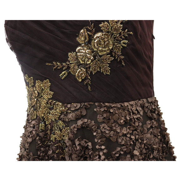 Karishma Indian Gown Size Medium Brown with Gold Floral Beading - Picture 11 of 16